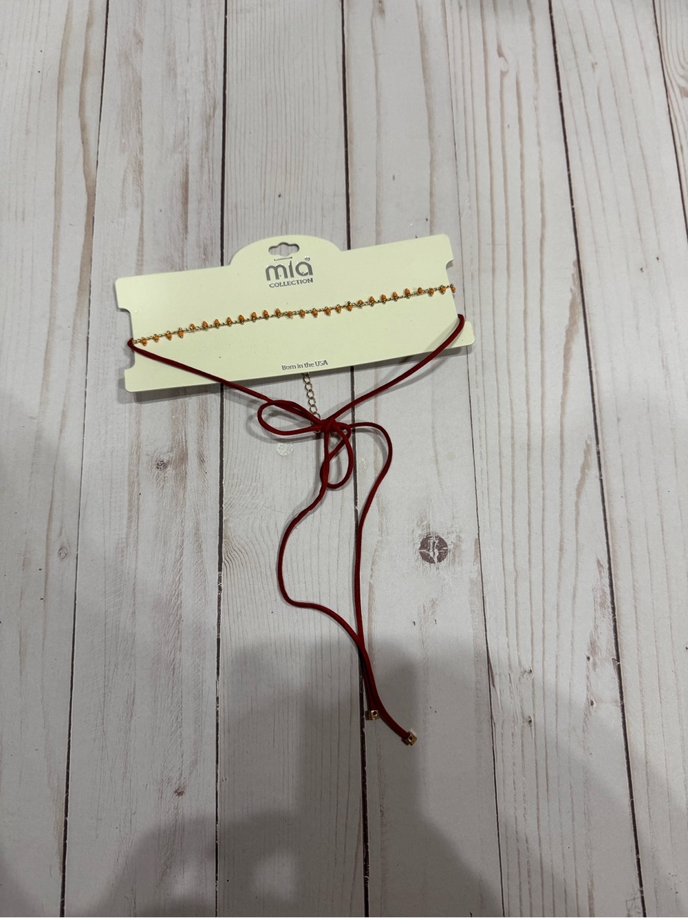 MIA Burgundy Velvet Tie Choker with Gold Chain Detail